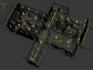 panorama mashup style family living room restaurant 01 3D Model