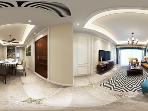 panorama mixed living room restaurant space 01 Modelo 3D