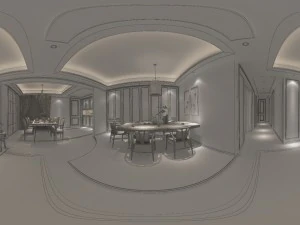 panorama mix and match the living room restaurant space 02 3D Model