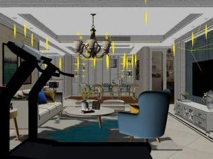 panorama mix and match the living room restaurant space 02 3D Model