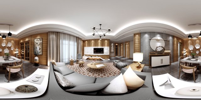 panorama mixed living room restaurant space 03 3D-Modell .c4d .max .obj .3ds .fbx .stl .blend 