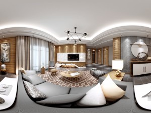 panorama mixed living room restaurant space 03 3D Модель