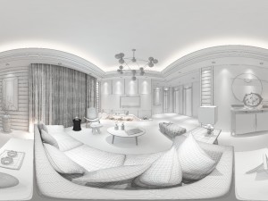 panorama mixed living room restaurant space 03 3D-Modell