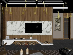 panorama mixed living room restaurant space 03 3D-Modell