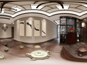 panorama salle de r&eacute;union familiale salon de th&eacute; Modèle 3D