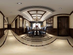 panoramic 360 american style restaurant kitchen space 01 3D Model