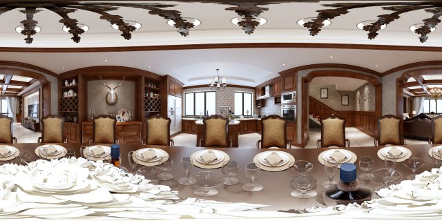 panoramic american style restaurant kitchen space 02 3D 模型 .c4d .max .obj .3ds .fbx .stl .blend 