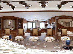 panoramic american style restaurant kitchen space 02 3D मॉडल