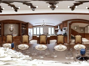 espace cuisine de restaurant panoramique de style am&eacute;ricain 02 Modèle 3D