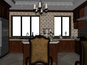 panoramic american style restaurant kitchen space 02 3D 模型