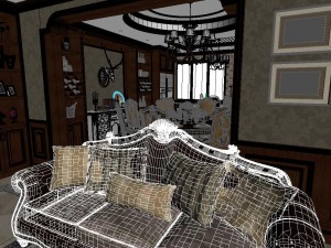 panoramic american style restaurant kitchen space 02 3D 模型