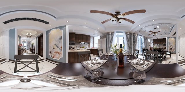 panoramic 360 american style restaurant kitchen space 03 Modello 3D .c4d .max .obj .3ds .fbx .stl .blend