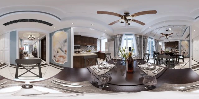 panoramic 360 american style restaurant kitchen space 03 3D Model .c4d .max .obj .3ds .fbx .stl .blend