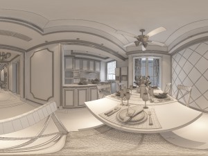 panoramic 360 american style restaurant kitchen space 03 Modello 3D