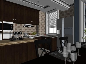 panoramic 360 american style restaurant kitchen space 03 Modello 3D