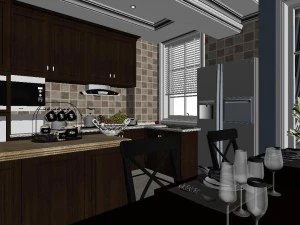 panoramic 360 american style restaurant kitchen space 03 3D Model