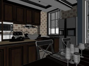 panoramic 360 american style restaurant kitchen space 03 3D Model