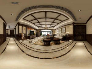 Salon familial panoramique de style américain, restaurant 01 Modèle 3D