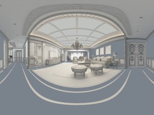 panoramic american style family living room restaurant 01 3Dモデル