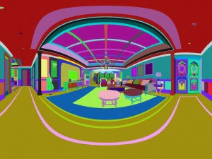 panoramic american style family living room restaurant 01 3D Model