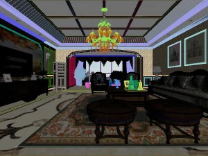 panoramic american style family living room restaurant 01 3D Model
