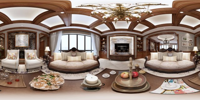panoramic american style family living room restaurant 02 Model 3D .c4d .max .obj .3ds .fbx .stl .blend 