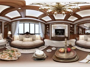 панорамна сімейна вітальня в американському стилі ресторан 02 3D Модель