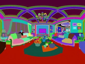 panoramic american style family living room restaurant 02 3D Model
