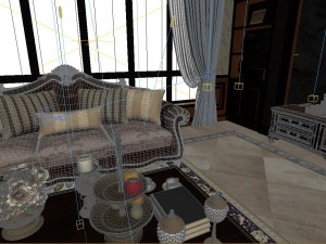 panoramic american style family living room restaurant 02 Model 3D