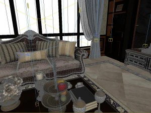 panoramic american style family living room restaurant 02 3D Model