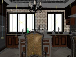 panoramic american style family living room restaurant 02 3D Model