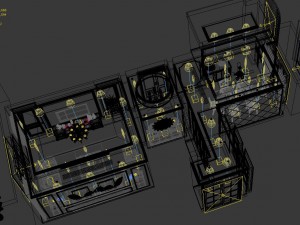 panoramic american style family living room restaurant 03 Model 3D
