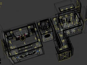 panoramic american style family living room restaurant 03 3D Model