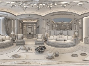 panoramic american style family living room restaurant 04 Modelo 3D