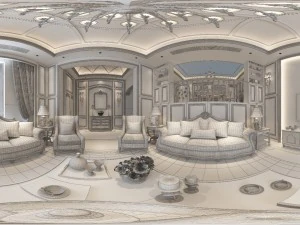 panoramic american style family living room restaurant 04 3D Model