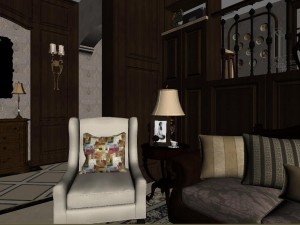panoramic american style family living room restaurant 04 Modelo 3D