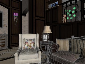 panoramic american style family living room restaurant 04 Modelo 3D