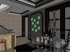 panoramic american style family living room restaurant 04 Modelo 3D