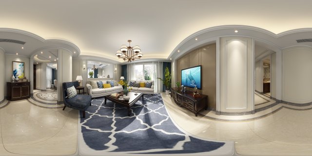 panoramic american style family living room restaurant 07 Model 3D .c4d .max .obj .3ds .fbx .stl .blend 