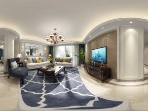 panoramic american style family living room restaurant 07 Modelo 3D