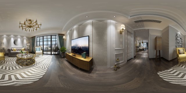 panoramic american style family living room restaurant 08 3D Model .c4d .max .obj .3ds .fbx .stl .blend 