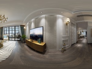 panoramic american style family living room restaurant 08 3D Model