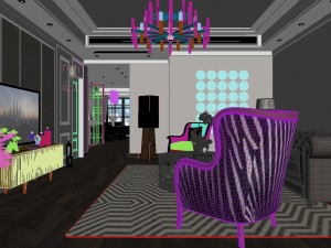 panoramic american style family living room restaurant 08 3D Model