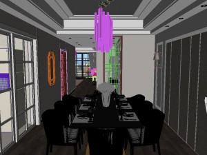 panoramic american style family living room restaurant 08 3D Model