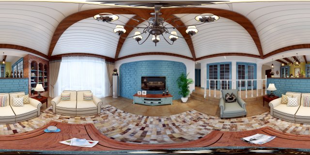 panoramic american style family living room restaurant 09 Model 3D .c4d .max .obj .3ds .fbx .stl .blend