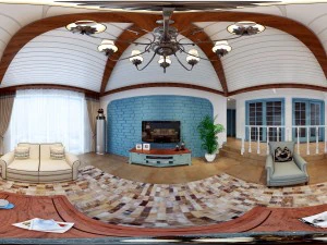 全景美式家庭客厅餐厅09 3D 模型