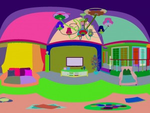 panoramic american style family living room restaurant 09 Model 3D
