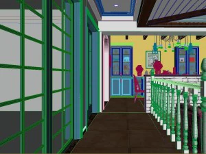 panoramic american style family living room restaurant 09 3D Model