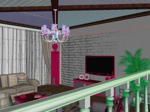 panoramic american style family living room restaurant 09 Model 3D