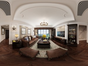 panoramic american style family living room restaurant 10 3D Model